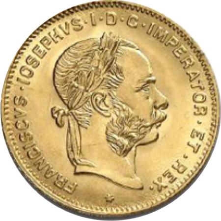 Austrian 4 Florin - 2,91 gram Gold