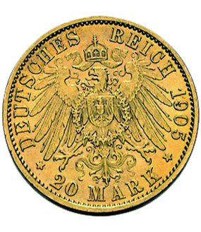 20 Gold Mark Wilhelm II verschiedene