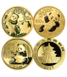 8 g Gold China Panda - diverse Jahrgänge