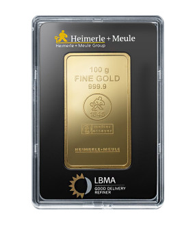 100 g gold bar Heimerle & Meule - minted