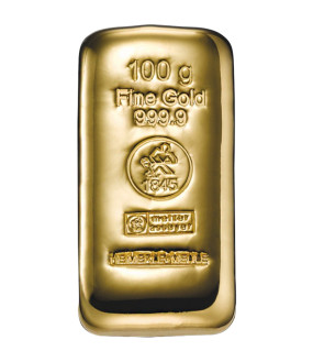 100 g gold bar Heimerle & Meule - casted