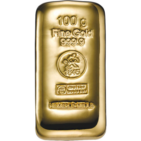 100 g gold bar Heimerle & Meule - casted