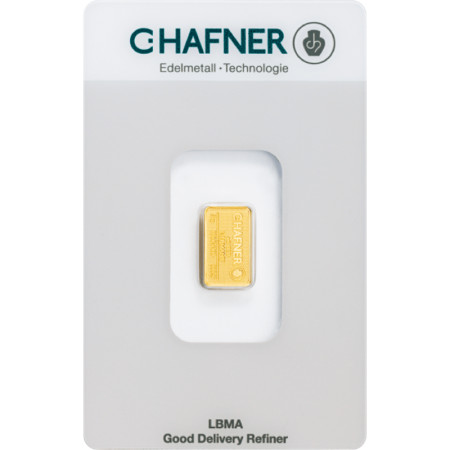 Gold Bar 2 gram - C. Hafner - minted
