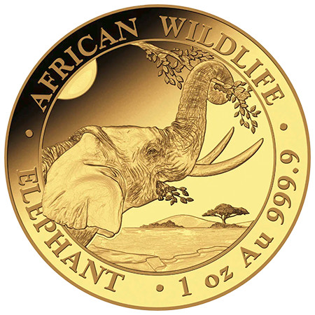1 Unze Gold Somalia Elefant / African Wildlife 2023