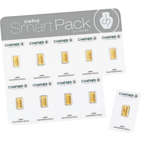 Gold Bars 10 x 1 Gram Smartpack - C.Hafner 
