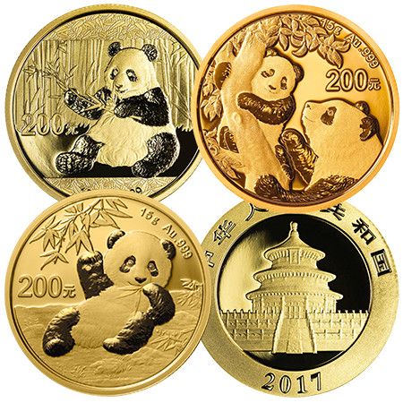 15 g Gold China Panda diverse Jahrgänge