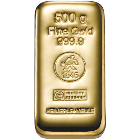 Gold Bar 500 gram Heimerle & Meule - casted