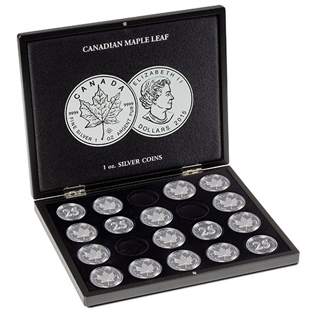 Münzkassette VOLTERRA, 20 Silbermünzen “Maple Leaf”
