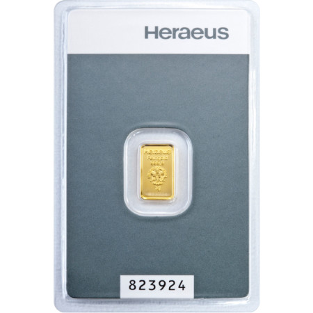 Kinebar Gold Bar 1 gram - Heraeus - Minted