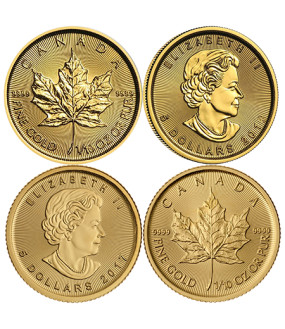 1/10 Unze Gold Maple Leaf diverse Jahrgänge 