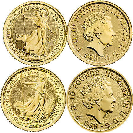 1/10 Unze Gold Britannia - diverse Jahrgänge