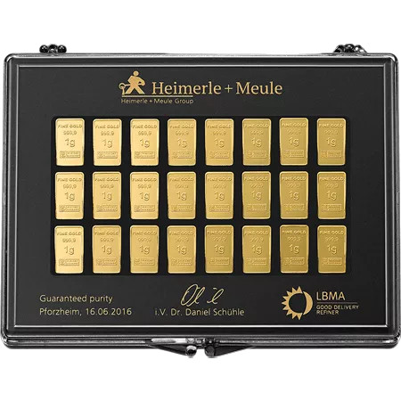 50 x 1 g Gold UnityBars Collection Heimerle und Meule 