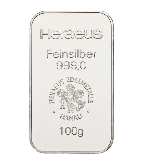 100 g Silberbarren Heraeus