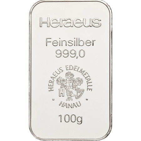 100 g Silberbarren Heraeus