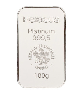 Platin Bar 100 g - Heraeus - minted
