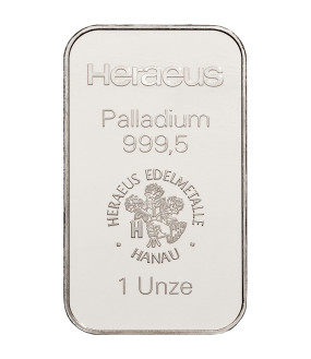Palladium Bar 1 oz - Heraeus - minted