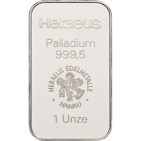 Palladium Bar 1 oz - Heraeus - minted