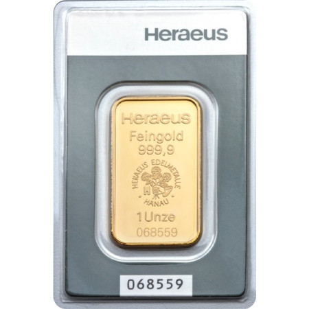 Gold Bar 1 oz - Heraeus - minted