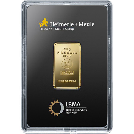 20 g Goldbarren Heimerle & Meule geprägt