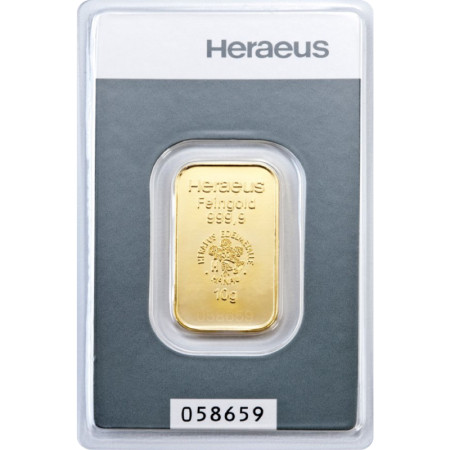 10 g Goldbarren Heraeus 