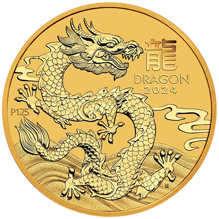 1/2 oz Gold Australian Lunar Series III Dragon 2024