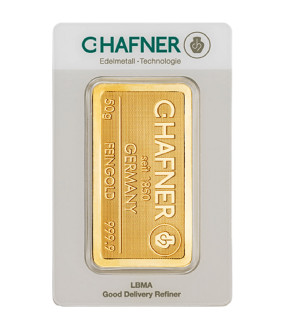50 g Goldbarren C. Hafner geprägt 