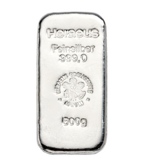 500 g Silberbarren Heraeus