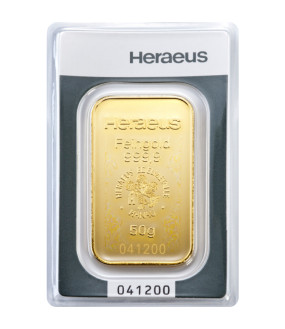 50 g Goldbarren Heraeus 